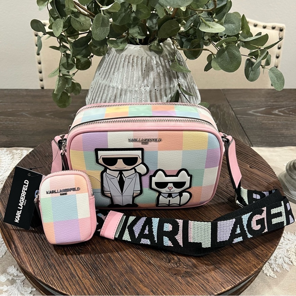 NWT Karl Lagerfeld Paris Maybelle Pink Crossbody Camera Bag
